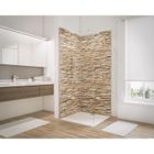Lot de 2 panneaux muraux Décodesign Décor, 100x210 cm, revêtement mural décoratif 3D, parement clair, pour douche, Schulte