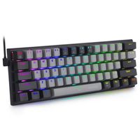 E-YOOSO Petit clavier mécanique filaire 61 touches, interrupteur rouge silencieux, éclairage RVB, 60% gaming, noir et gris (QWERTY)