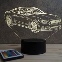 Lampe de chevet veilleuse Ford Mustang GT 2016 avec télécommande - Cadeau anniversaire surprise Collection Déco