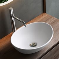 Mai & Mai Lave main évier vasque 42x34x14,5 cm en céramique blanc mat ovale lavabo sans trop-plein à poser BR205