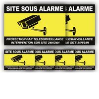 Stickers Autocollant Videosurveillance Alarme maison x6 : 150x100mm (x2) + 75x50mm (x4) - Anti UV - garantie 5 ans - CNJ