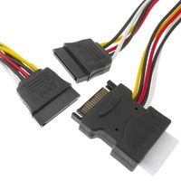 CableMarkt - Câble duplicateur de connecteur d'alimentation SATA 15P-M + MOLEX vers 2 x SATA 15P-F 90 cm