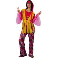 Déguisement hippie femme - Marque 167773 - Noir, Multicolore - Haut avec gilet, Pantalon, Bandeau