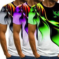 Lot de 3 T-Shirt Homme,Tee-Shirt Mode 3D Imprimé Col Arrondi Manches Courtes - Couleurs multiples
