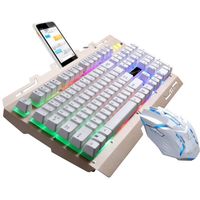 TD® Clavier Gaming avec Souris Gaming Blanc Rétroéclairage LED Ambiance Gaming Décoration lumineuse Bureau Conception Confortable