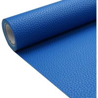 Tissu en cuir synthétique texture litchi bleu de 1,13 mm d'épaisseur pour travaux manuels, couture, canapé, sac à main, boucles