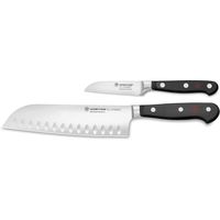 Wusthof 1120160201 Lot de 2 couteaux asiatiques classiques avec couteau d'office classique de 7,6 cm et Santoku creux de 17,8