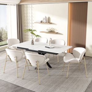 TABLE À MANGER COMPLÈTE Ensemble de 6 chaises de salle à manger en velours