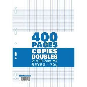 Doubles feuilles Bleu 100 pages A4 60g/m - Sadik