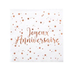 Serviettes 60 Ans Rose Joyeux Anniversaire