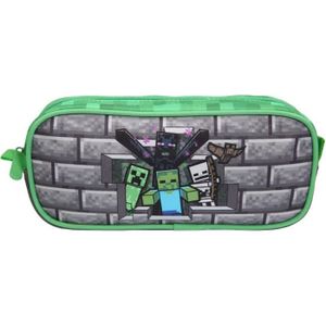 Minecraft Trousse Ecole Trousse Scolaire Garcon Gamer Trousse Ronde 22 cm Motif Jeux Video Vert 