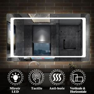 Miroir salle de bain moderne en teck avec éclairage intégré 140 cm - 9470