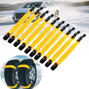 Jaune Qisiewell Cha/înes /à Neige Universelles Cha/înes /à Pneus 6pcs Anti-d/érapant Portable Facile /à Monter Cha/înes pour Pneus Neige de Voiture durgence Universel pour Pneus Largeur 165-285mm