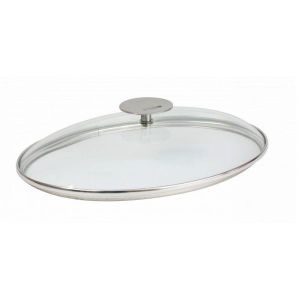 Couvercle ovale en verre bombé 35 cm - Platine - Cristel