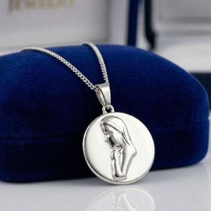 Pendentif Médaillon Vierge Marie En Argent Sterling