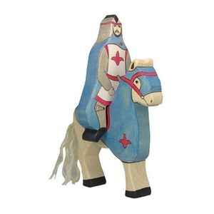 FIGURINE - PERSONNAGE Figurine Holztiger Chevalier avec manteau bleu - Jouet en bois pour enfant de 3 ans et plus