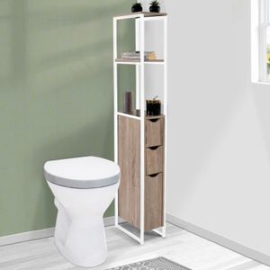 COLONNE - ARMOIRE WC IDMARKET Meuble WC 3 portes design industriel avec
