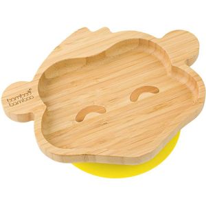 Assiette à ventouse en bambou naturel pour bébé Motif pingouin 