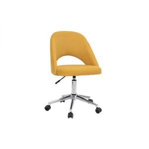 CHAISE DE BUREAU Miliboo - Chaise de bureau en tissu effet velours texturé jaune moutarde et pied chromé COSETTE