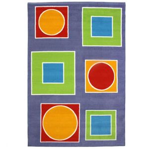 TAPIS DE COULOIR PRIMA - Tapis imprimé motifs géométrique couleurs vives  133 x 190 cm Violet Parme