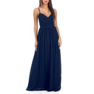 robe de cocktail longue bleu marine