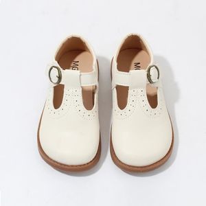 BALLERINE Chaussures pour Filles Plates Antidérapantes en Cuir Blanc - Enfants Bébés et Tout-Petits