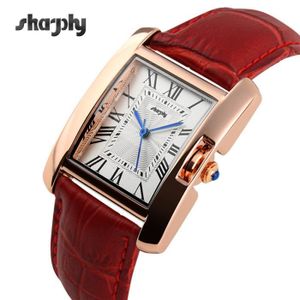 MONTRE SHARPHY Montre Femme Marque de Luxe Jolie rétro chiffres romains quartz analogique bracelet rouge élégante , Meilleur cadeau de