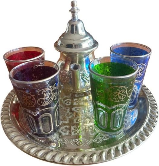 Théières Marocaines Traditionnelles De Fès En Métal Argenté – Lot De Service à Thé