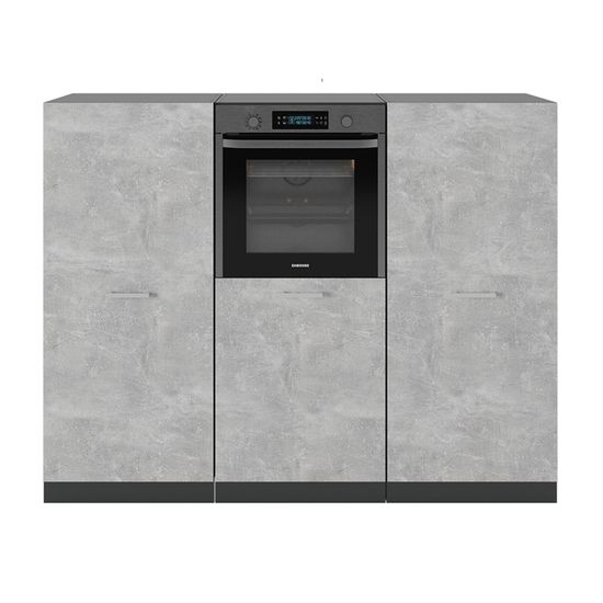 Cuisine Intégrée Vicco R-Line 200 Cm - Gris élégant Haute Brillance - Neuve