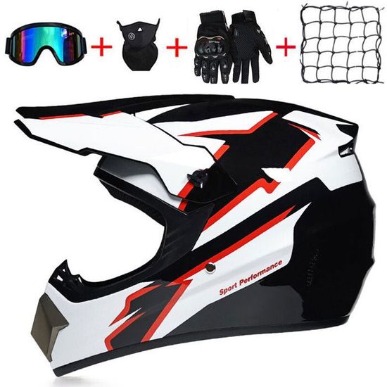 Casque Motocross Intégral Adulte Et Enfant - Certifié DOT/ECE - Avec Lunettes, Masque Et Gants - Pour VTT, BMX, Quad, Descente - Taille S à XL