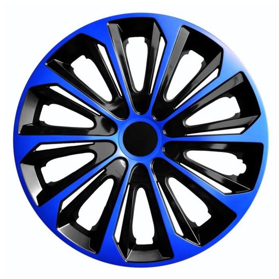 Enjoliveurs pour jantes en acier STRONG DUO Jeu de 4 enjoliveurs bicolores Plastique ABS (bleu/noir, 15")