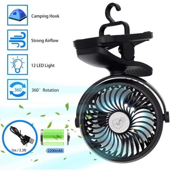 HURRISE petit ventilateur pour camping-car Ventilateur de voiture USB  double tête silencieux 360 degrés rotatif puissant - Cdiscount Bricolage