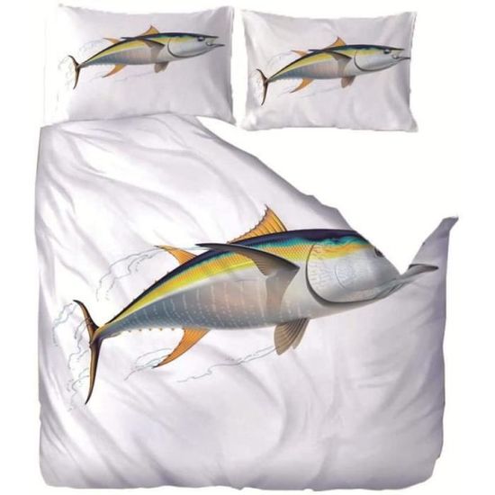 Housse de Couette Poisson Parure de Lit en Microfibre, Housse Couette