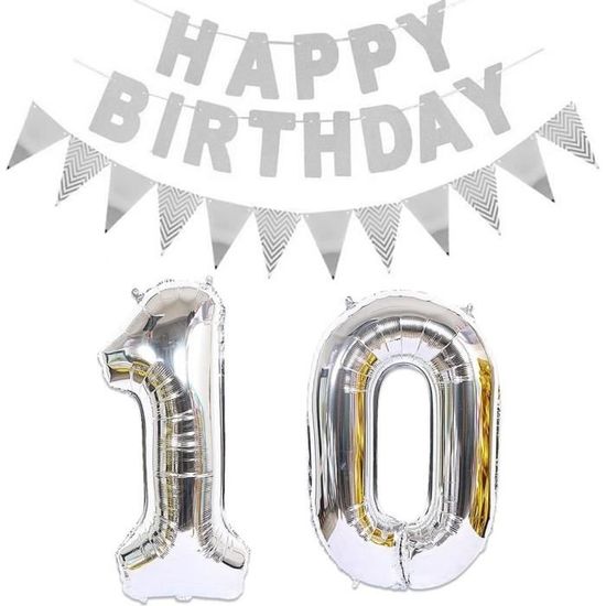 Guoguonb Décoration Anniversaire Basket 10 Ans – Bannière, Ballon Aluminium, Topper Gâteau Chiffre 10