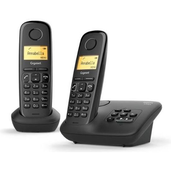 Téléphone Fixe GIGASET A 170 A Duo Noir - Répondeur - Écran rétroéclairé - Répertoire 50 contacts