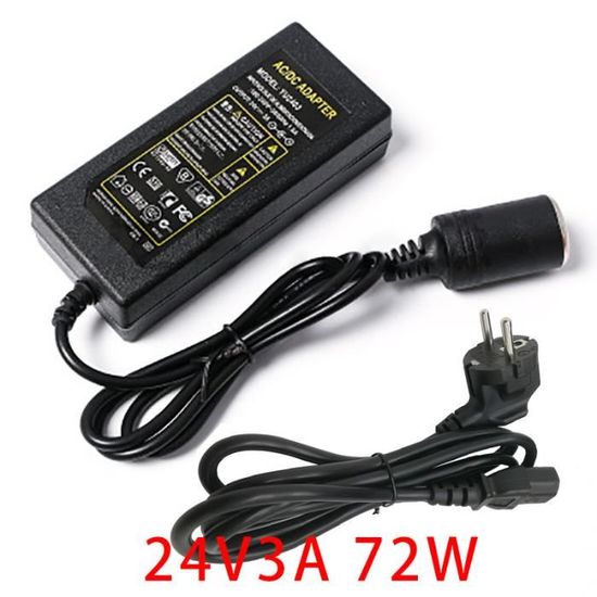 Adaptateur Prise Allume-Cigare 12V 3A 36W - Convertisseur 100-240V AC Pour Dashcam, Frigo Auto, Pompe à Air à La Maison