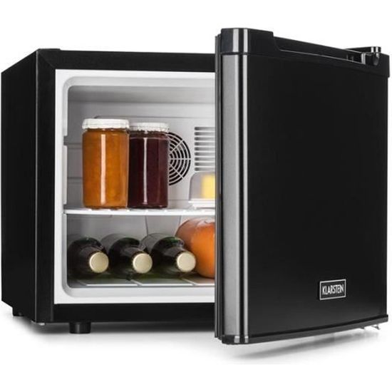 Klarstein - Mini frigo silencieux 35L - Minibar pour chambres, hotels (acier inoxydable, 1 étagère, classe d'énergie B) - noir