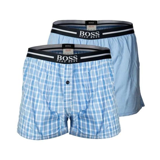 HUGO BOSS Calecon Homme carre Paquet de 2 Bleu clair Cdiscount Pret a Porter
