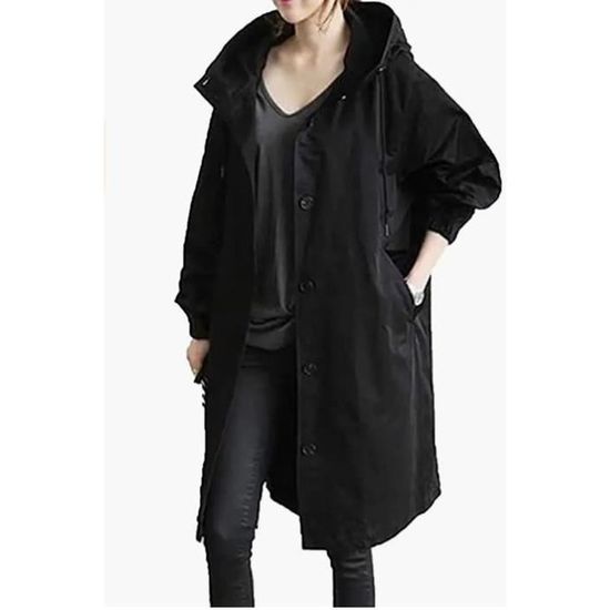 Trench Long à Capuche Pour Femme - Manteau D'Hiver Imperméable Chaud Et Douillet Avec Poches