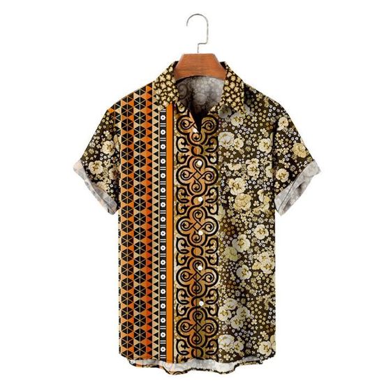 Chemise Hawaïenne Cutter & Buck Homme Taille L - Jaune/bleu Floral - Manches Courtes