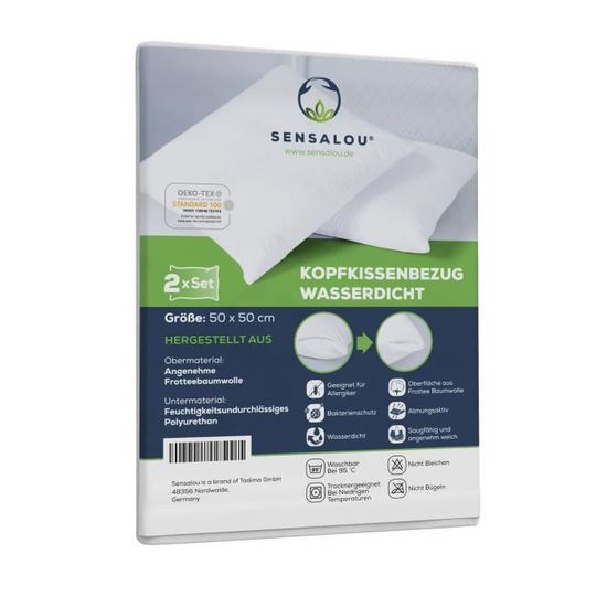 Sensei Maison - Lot De 2 Protège-Oreillers En Coton 160 G/m² Secure - 65x65 Cm - Blanc - Protection Douce Et Durable
