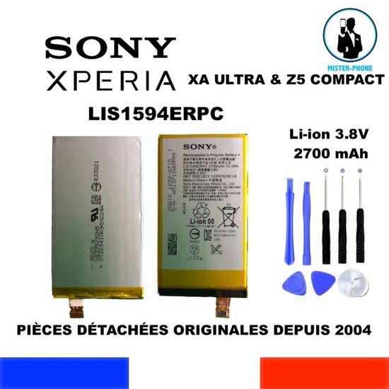 BATTERIE ORIGINALE SONY XPERIA Z5 COMPACT XA ULTRA LIS1594ERPC OEM 2700mAh 3,8V ORIGINE + KIT OUTILS GENUINE BATTERY TOOLS