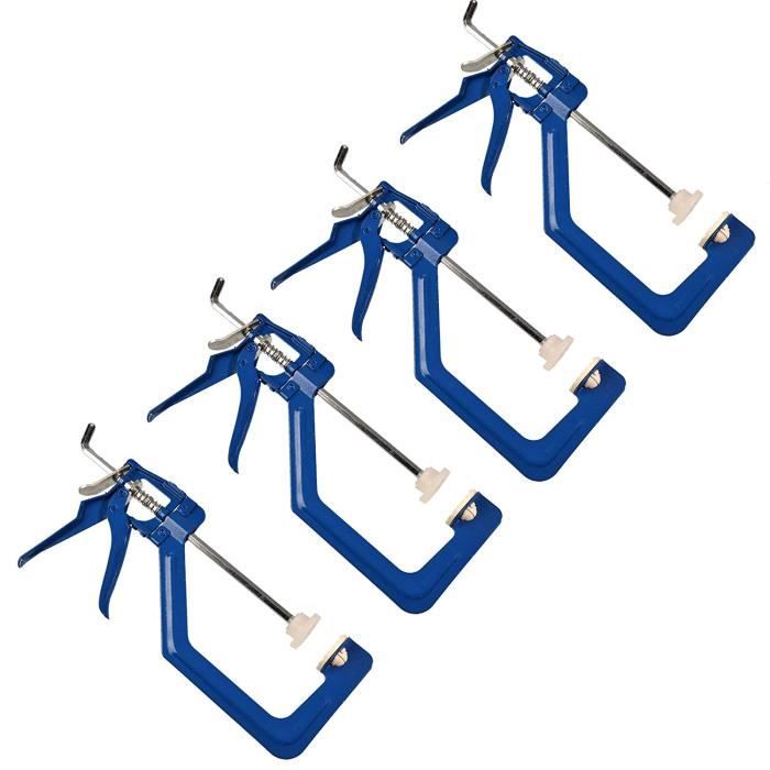 Lot De 4 Serre-joints Hanured - Largeur 900mm, Force 270kg - Mâchoires Douces Et Poignée Ergonomique