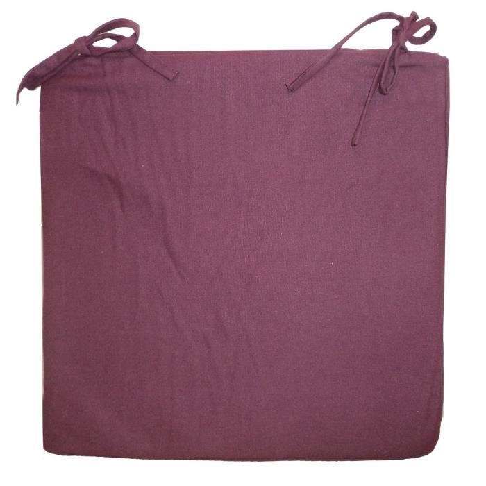 Galette de chaise carrée 40x40x4 cm AUBERGINE
