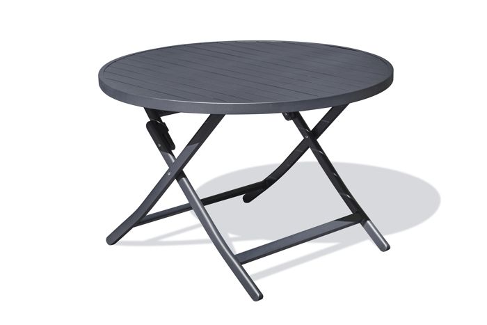 Table de jardin pliante MARIUS (diam. 110 cm) en aluminium - GRIS ANTHRACITE