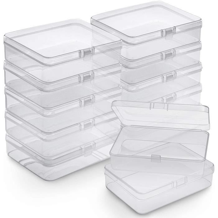 Belle Vous Lot de 12 Petite Boite Plastique - Boite Rangement Plastique Transparent Mini Boite Rangement Perle Rectangulaire