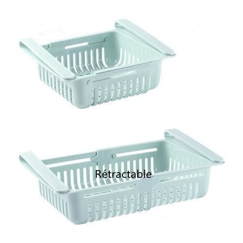 Rangement Frigo, 4 Pcs Plastique Boîte Corbeilles de Rangement Rétractable et pliable (Bleu clair)