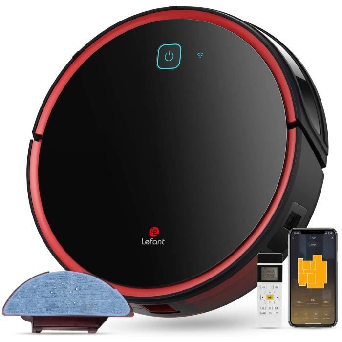 Lefant Robot Aspirateur Balai 2200pa Auto Robotique Aspirateurs Sans Brosse Extra pour Cheveux d'Animaux, Wi-Fi/APP/Alexa, Super Sil