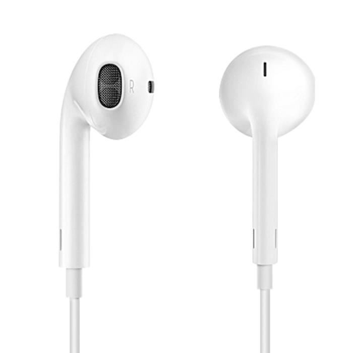Écouteurs Filaires Universels Intra-auriculaires Microphone Télécommande Blanc