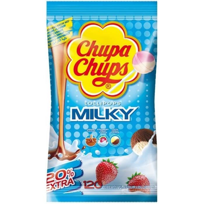 Sucettes Chupa Chups saveur de crème, 120 pièces